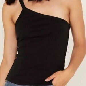 We The Free One Black One Shoulder Tank Top